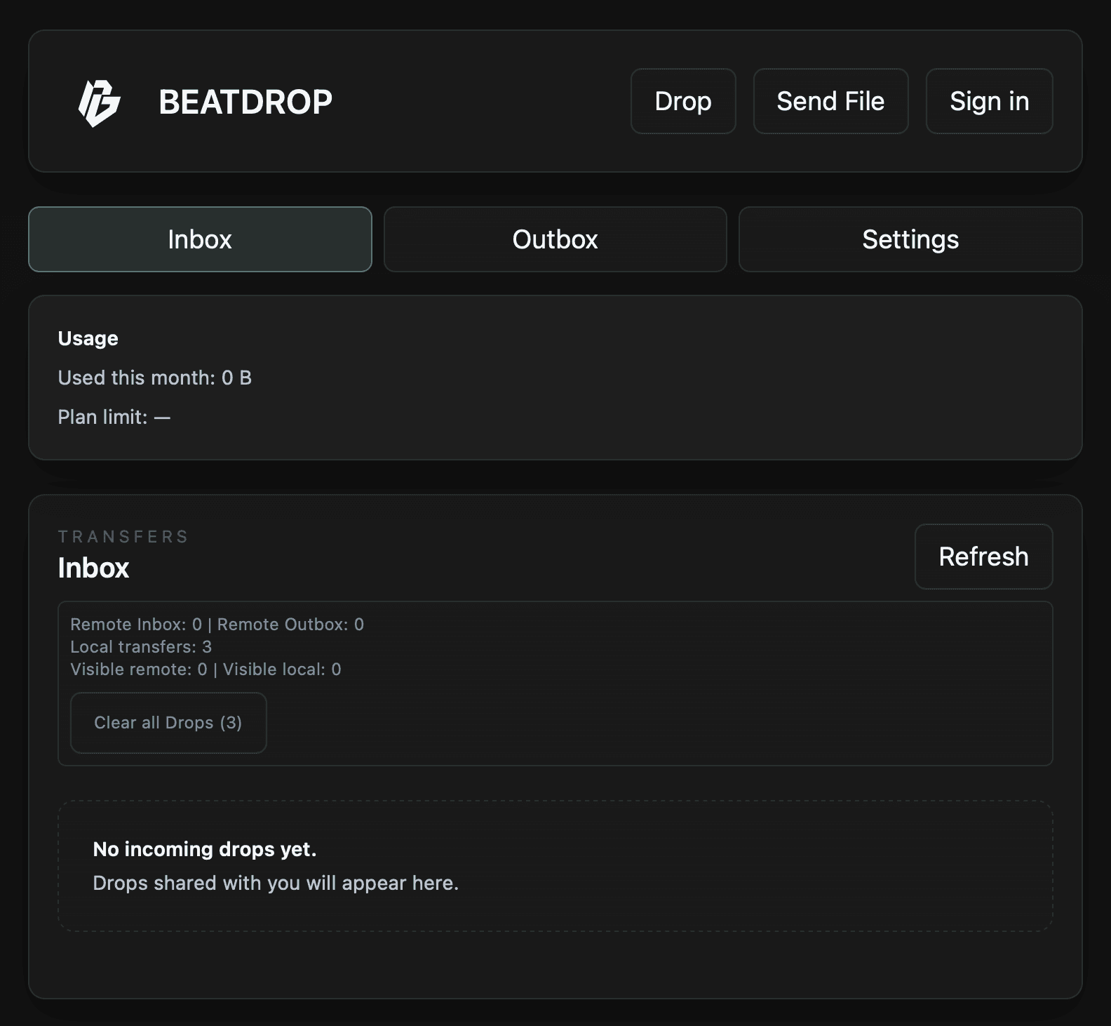BEATDROP interface preview